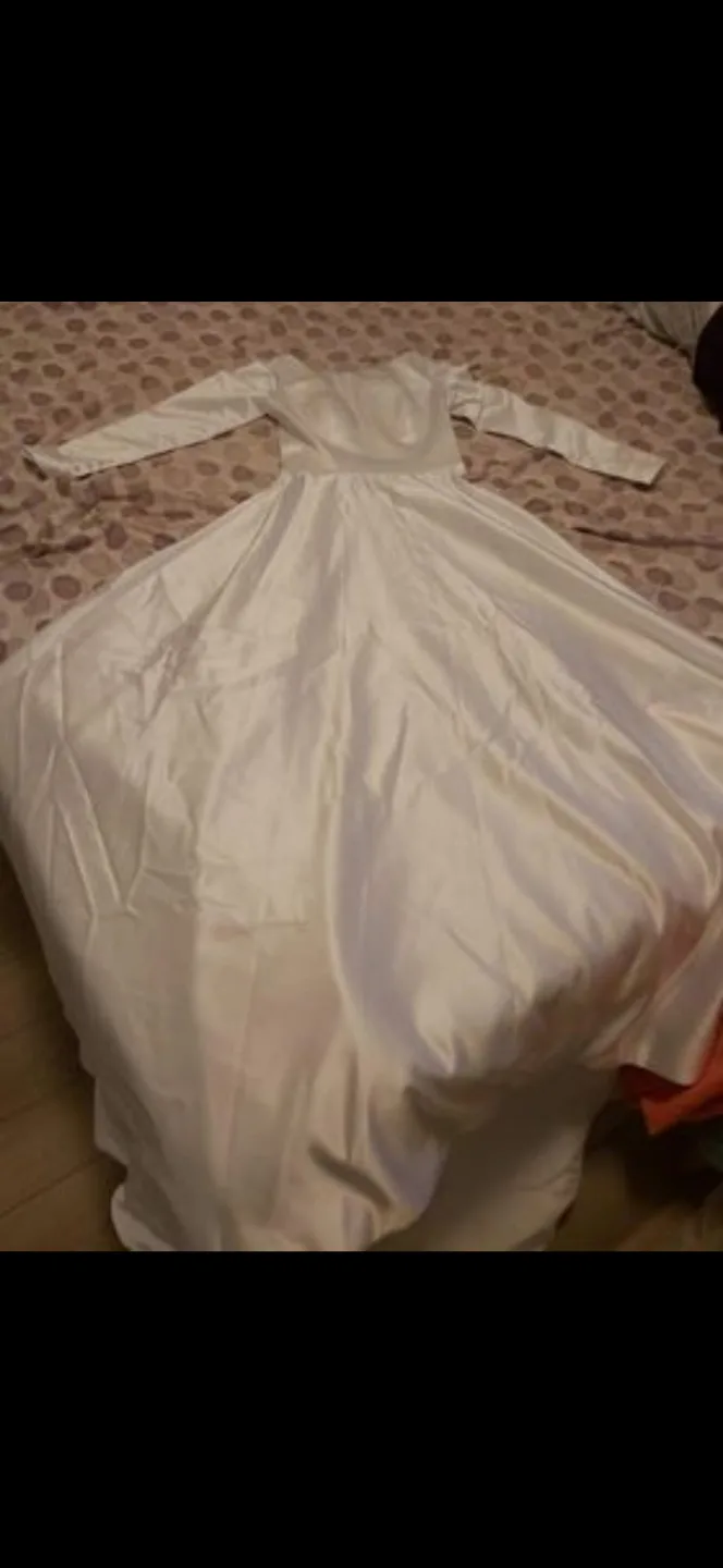 Stunning White Satin Wedding Dress with Beaded Detail image indicator(2)