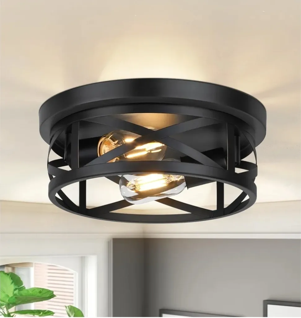 Black Metal Flush Mount Ceiling Light Fixture thumbnail