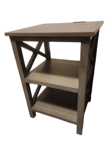 Gray Wooden End Table with Shelves - photo 3