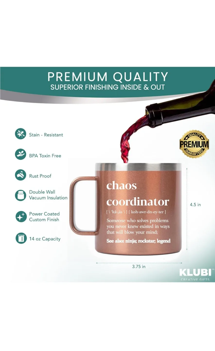 Klubi Creative Gifts Chaos Coordinator Rose Gold Tumbler image indicator(6)