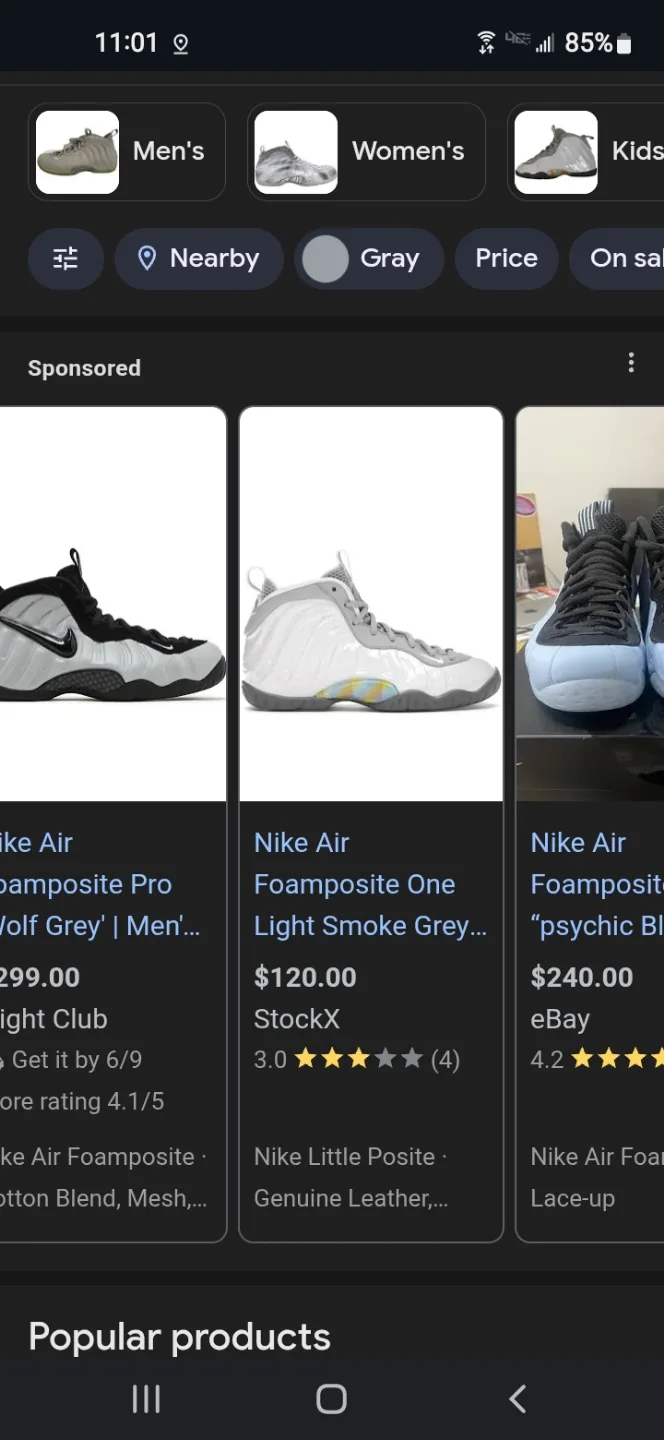 Nike Air FOAMPOSITE One WHITE GREY size 5.5 image indicator(3)