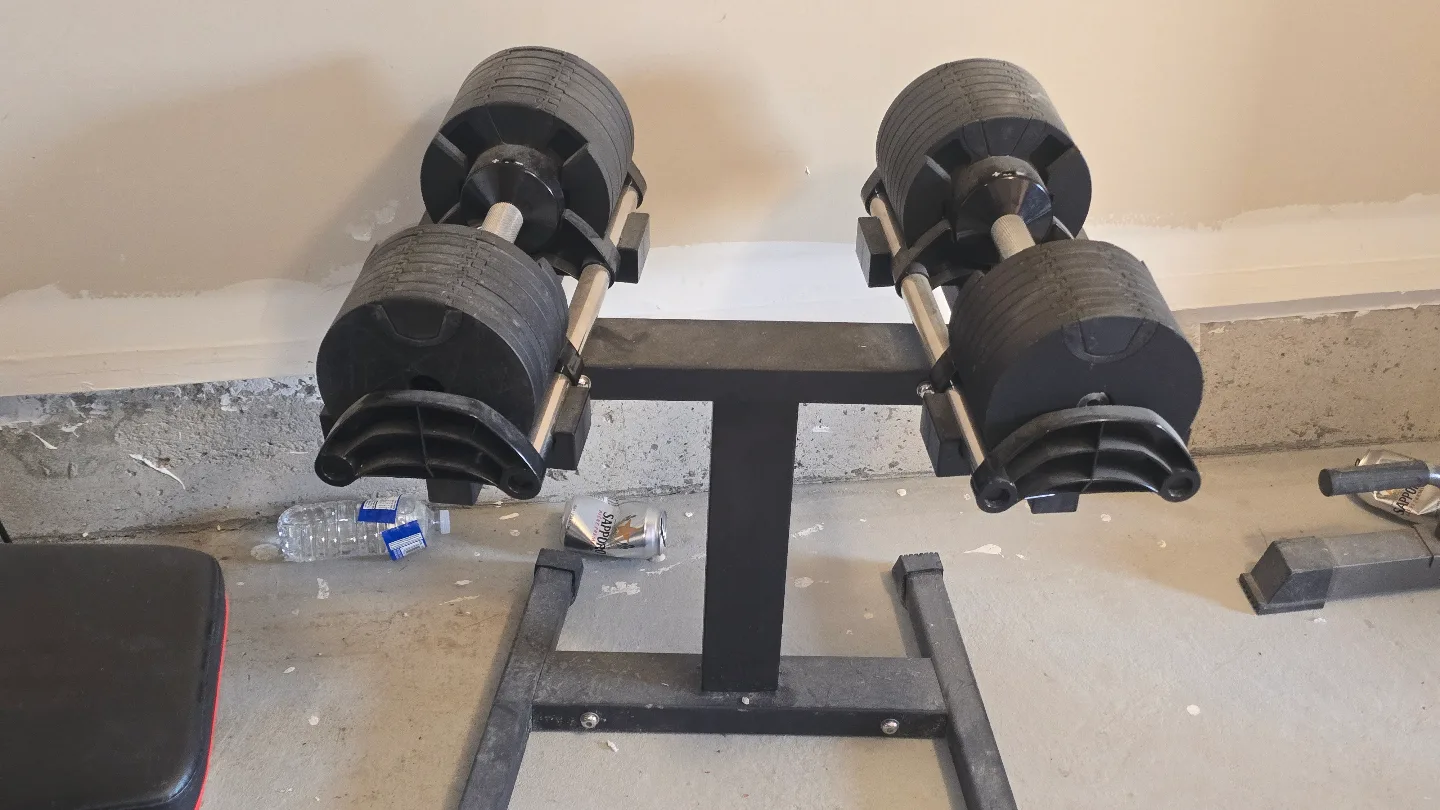 Adjustable Dumbbells [2-32bls] with Stand and Weight Bench thumbnail
