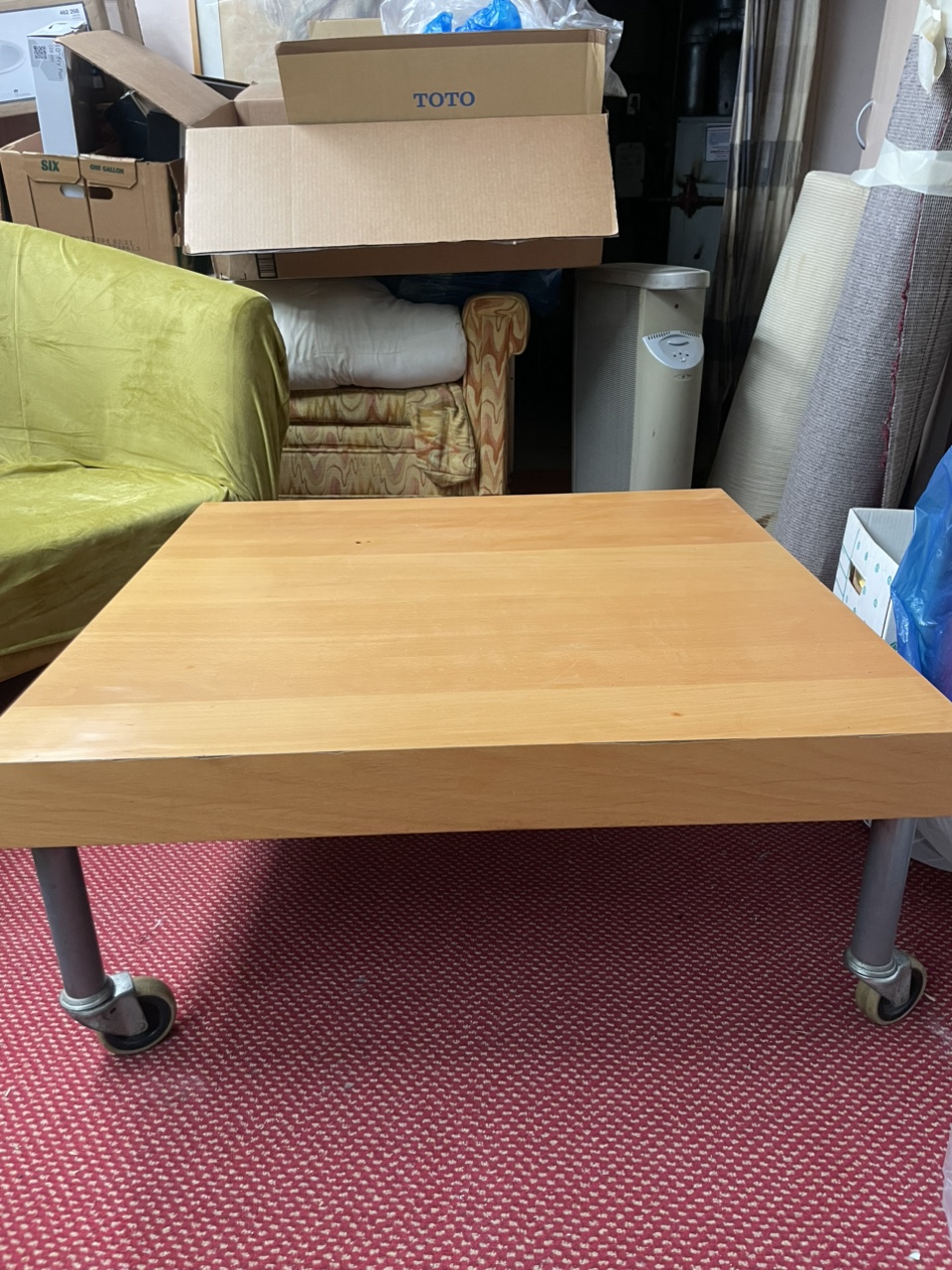 Modern Low Square Accent Coffee Table With Wheels - photo 2