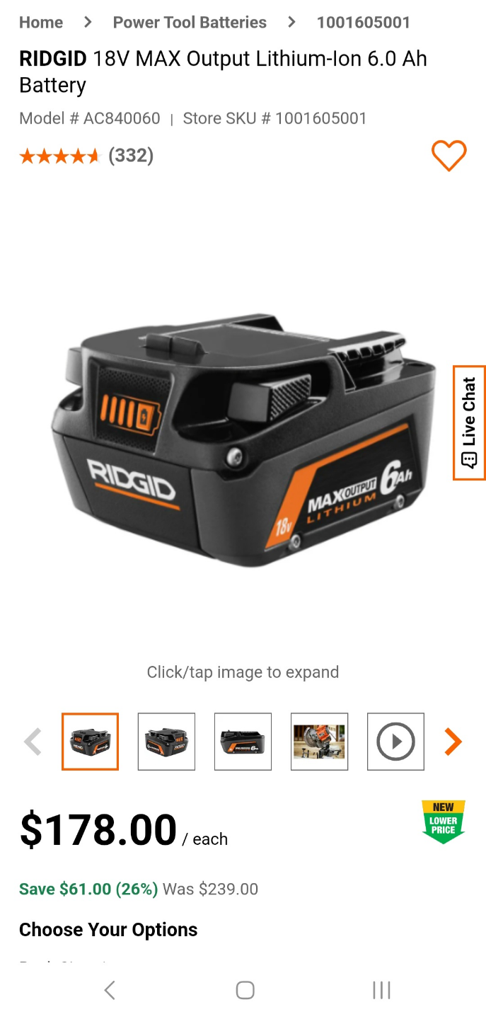 RIDGID 18V 6.0Ah MAX Output Battery - photo 2