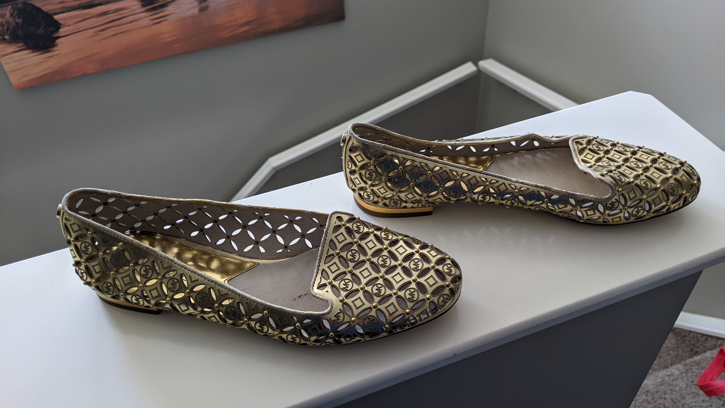Gold Michael Kors Laser Cut Flats - Size 7M