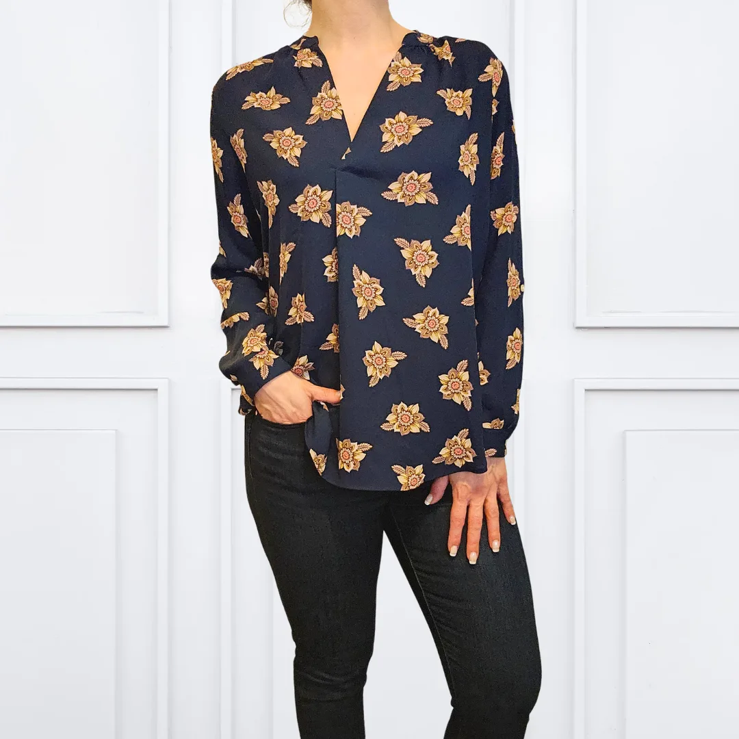 LOFT Petites Loose Fitting Floral Blouse Size Medium thumbnail
