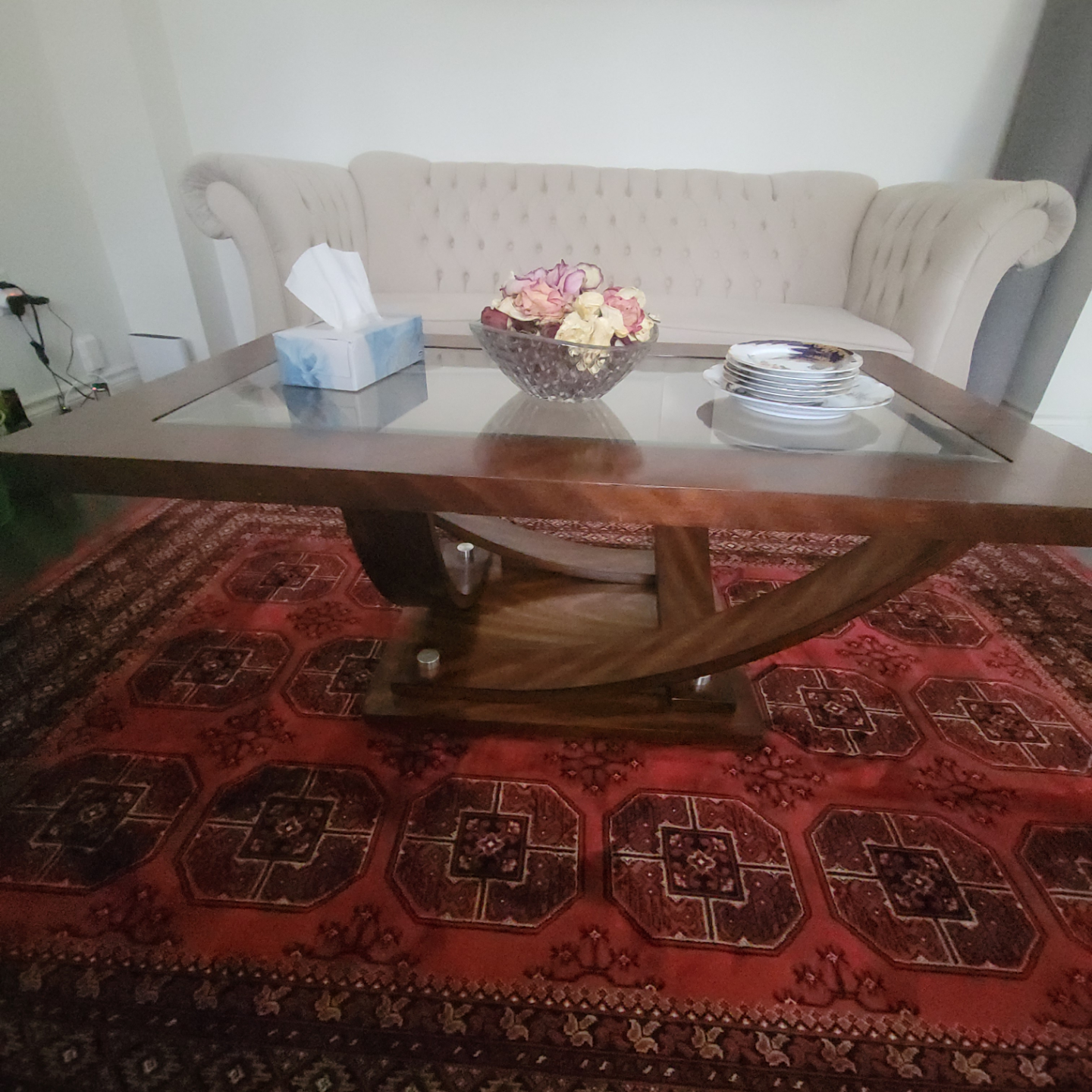 Modern Wood Coffee Table with Glass Top - photo 3