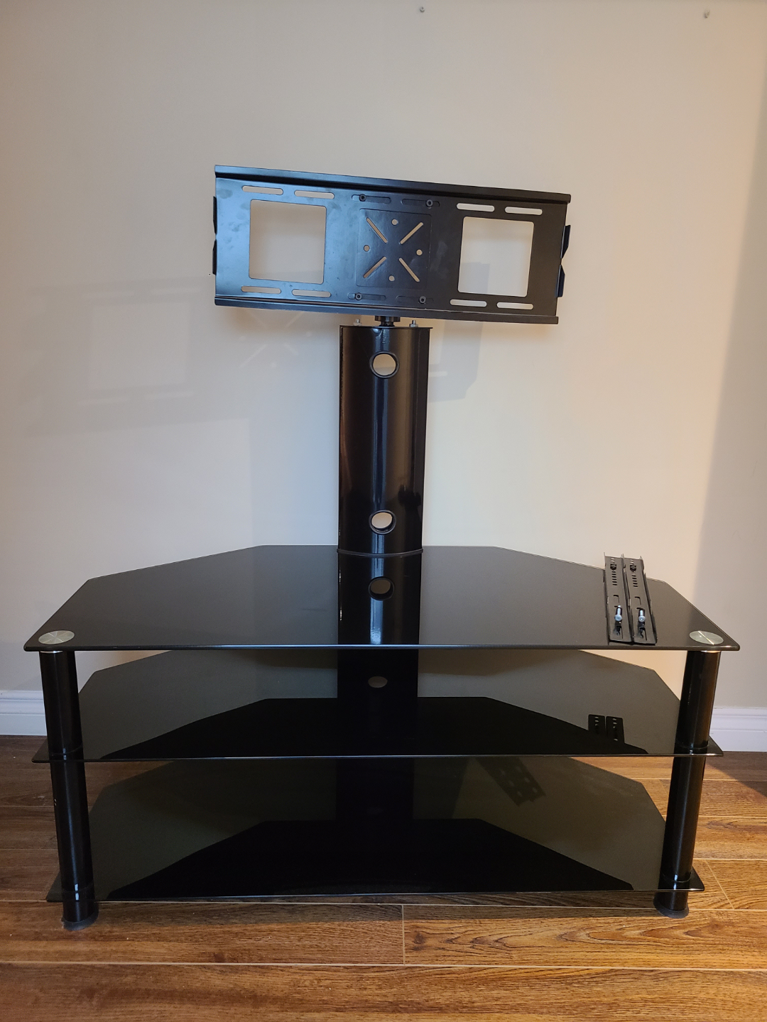 Black Glass TV Stand with TV Mount