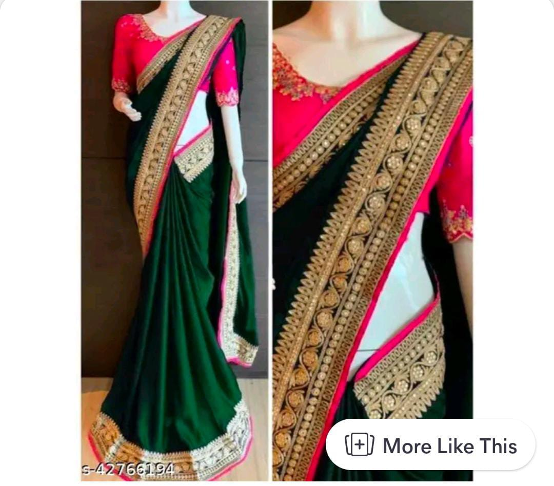Gorgeous Green and Pink Embroidered Saree
