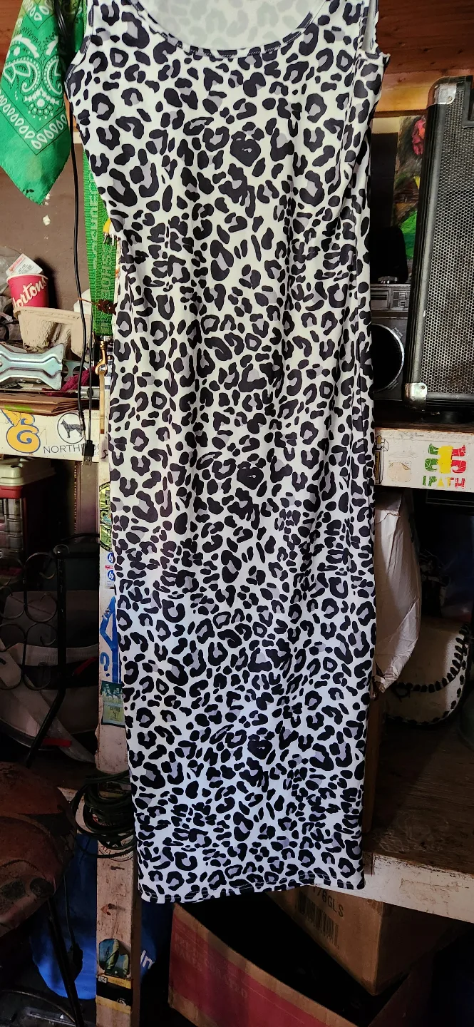 Women's Leopard long dress.to knee🏒 image indicator(5)