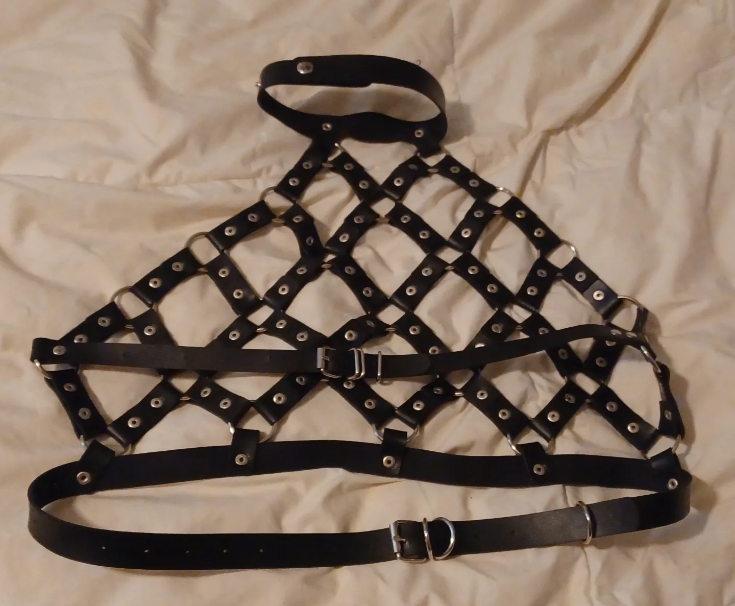 Pink and Black Leather Harness Skirt and Top Set image indicator(6)