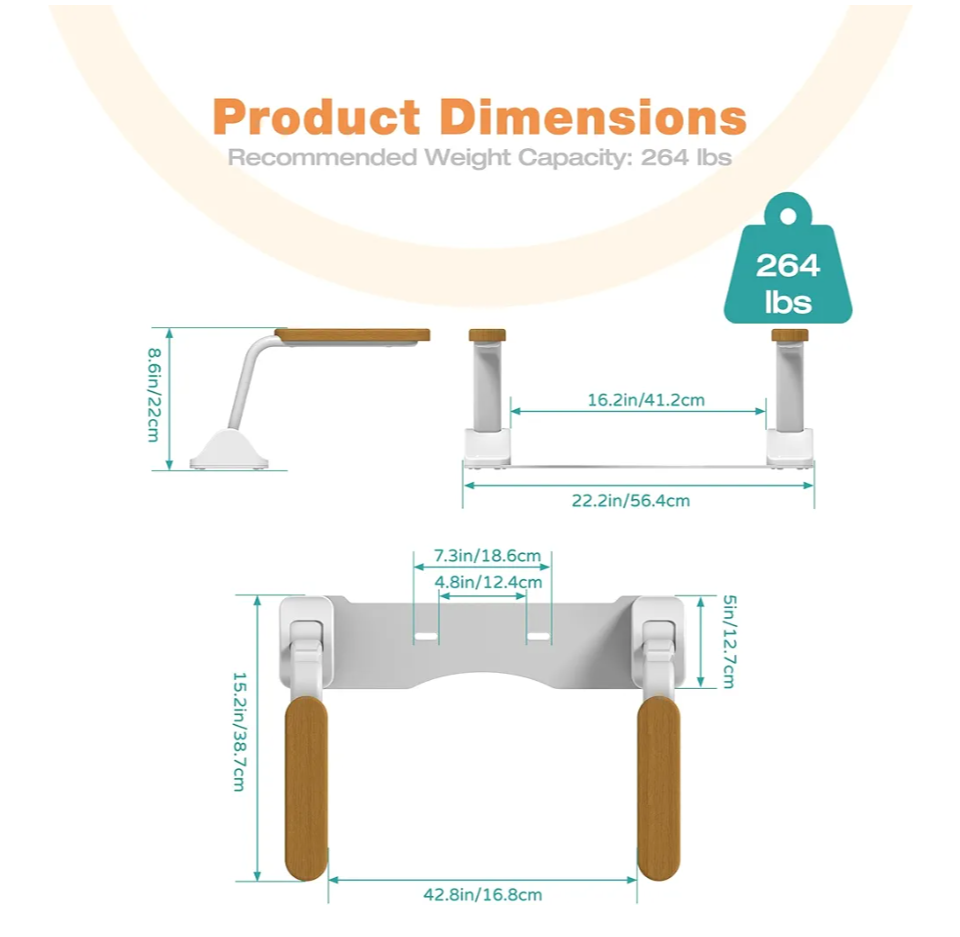 MEJE Toilet Safety Rails with Foldable Handles - photo 2