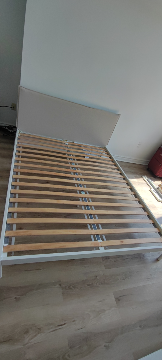 Queen-size bed frame with headboard
