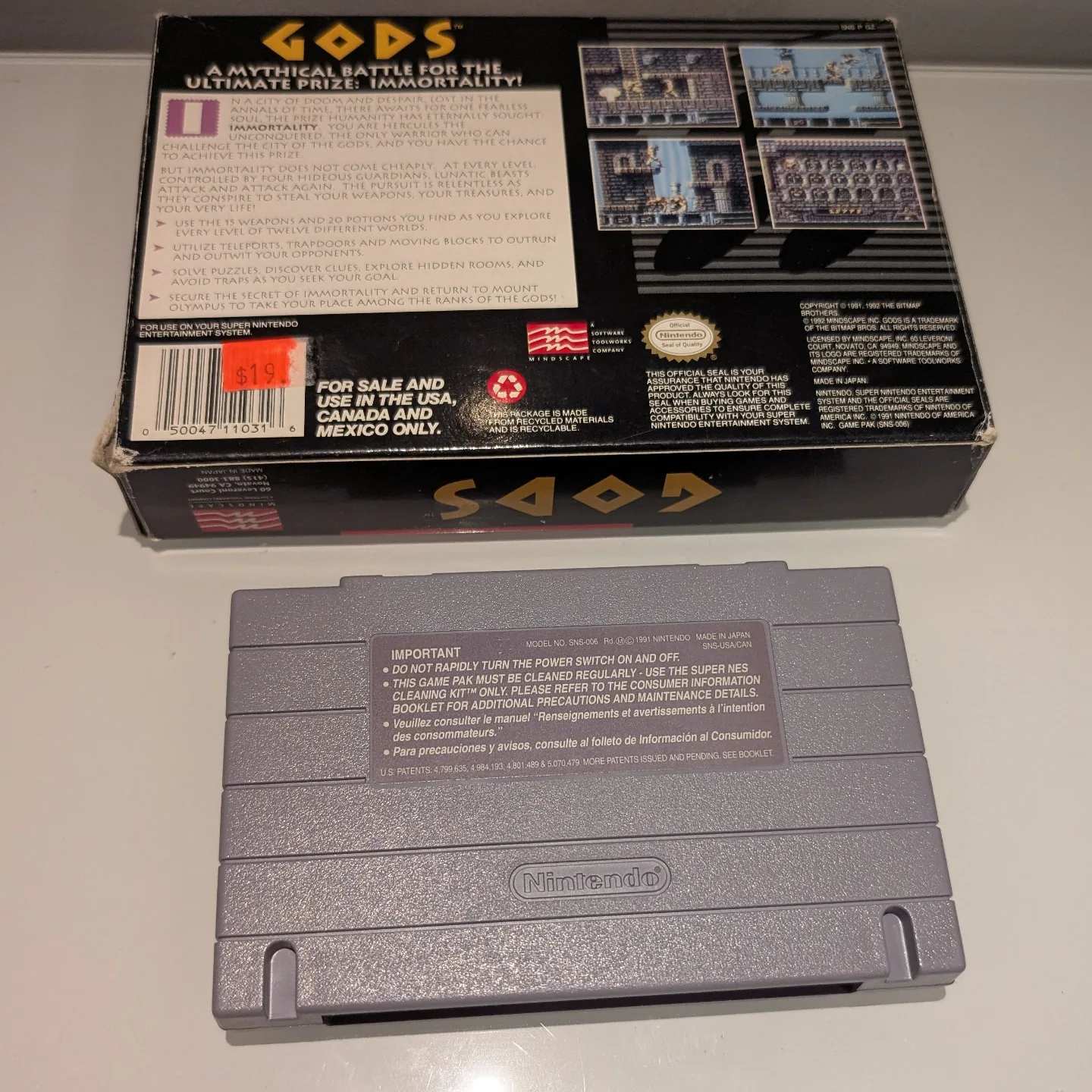 Gods - Super Nintendo SNES Game + Box image indicator(2)
