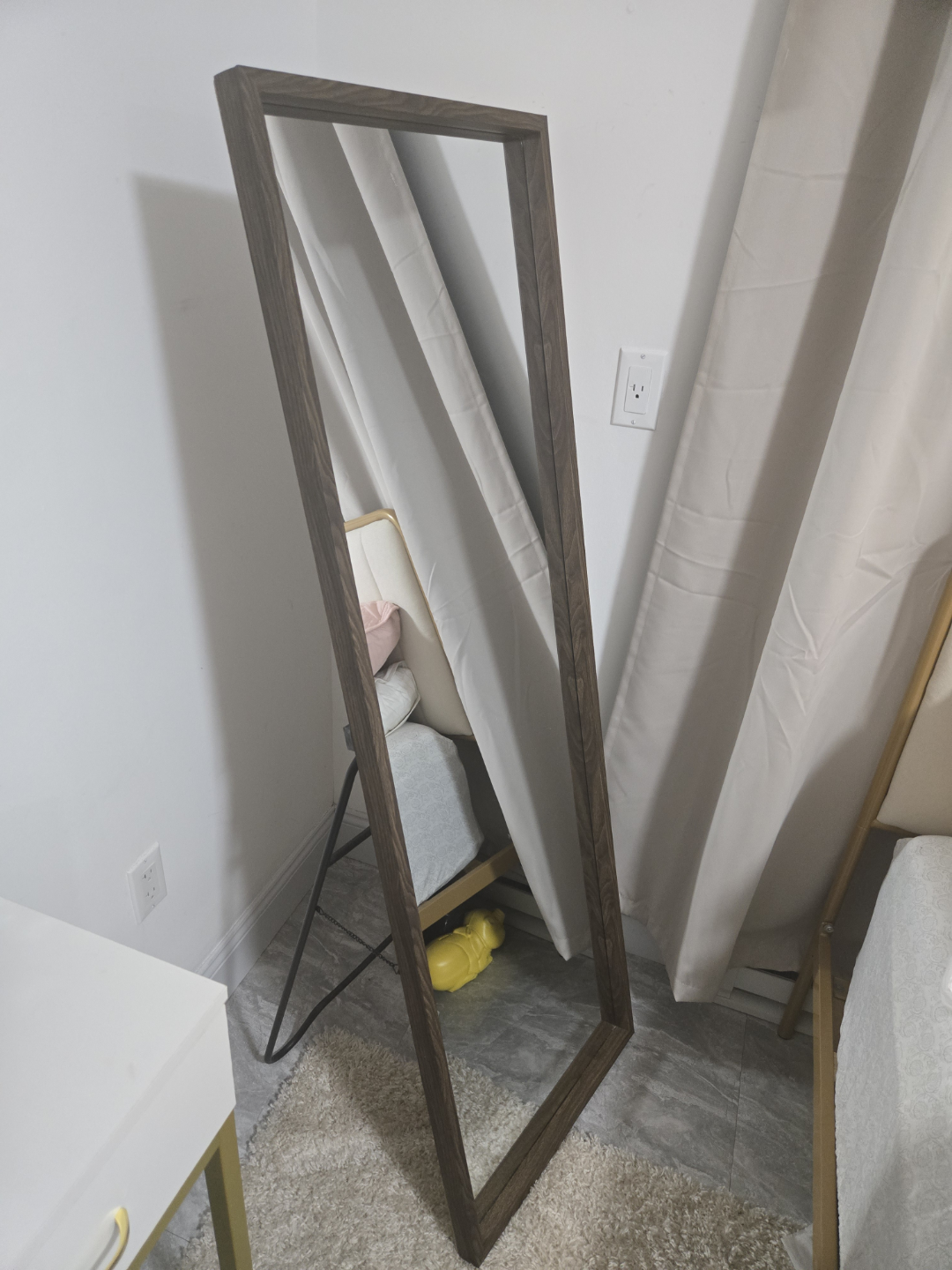 Full Length Leaner Mirror with Dark Wood Frame