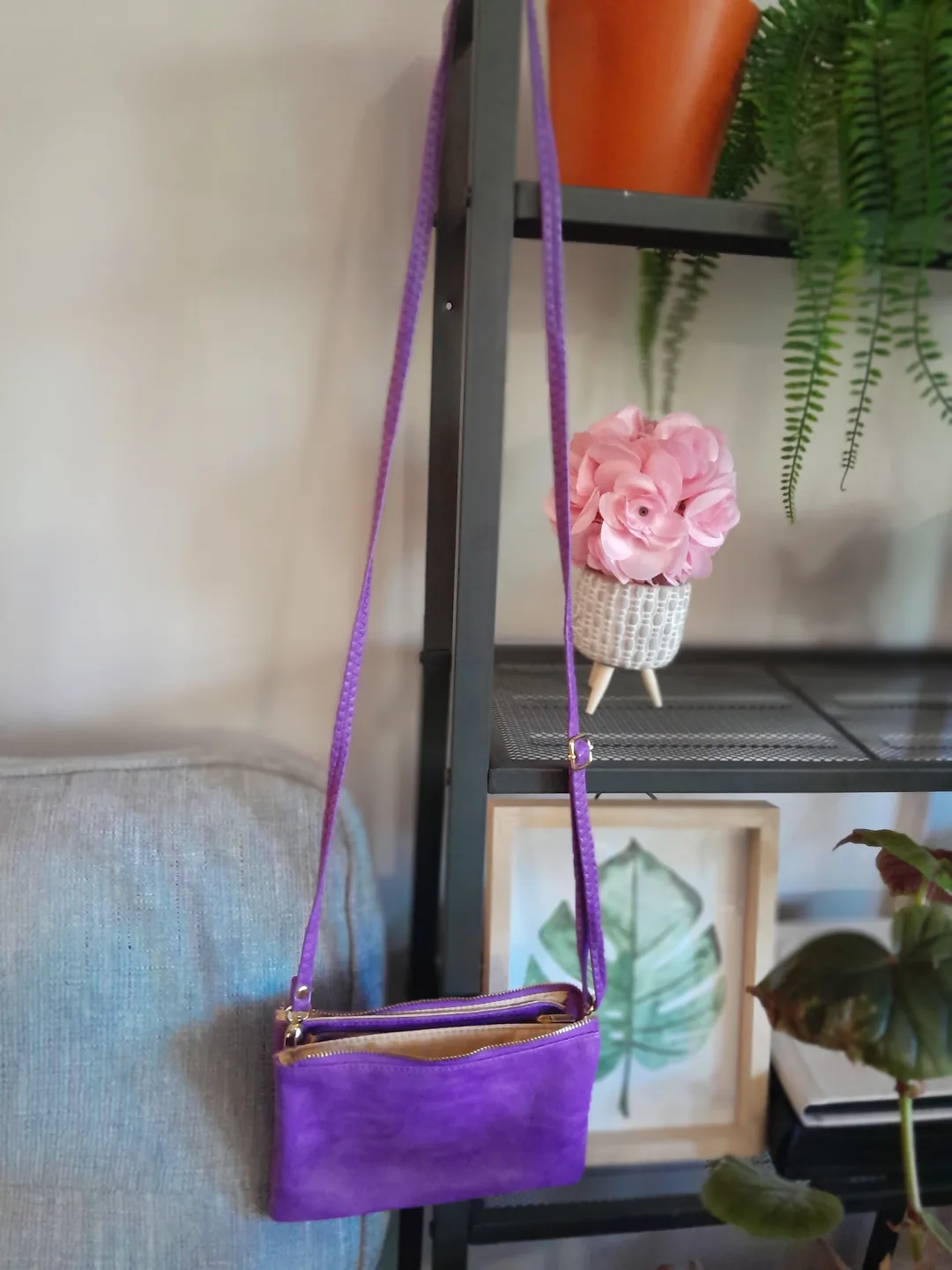 Leather Purple Sling Bag🏒 thumbnail