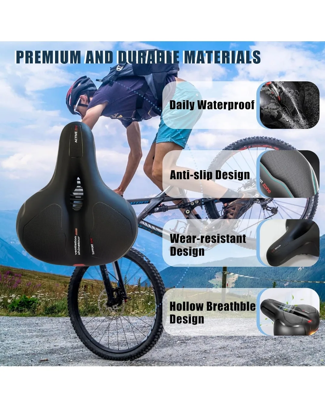 Active Zone Comfortable Bike Saddle with Shock Absorption image indicator(3)