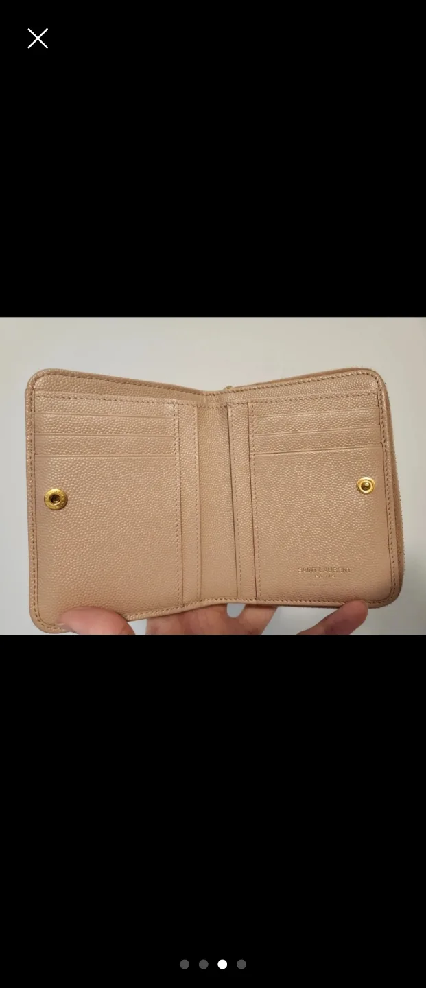 Saint Laurent Paris Beige Leather Zip-Around Wallet image indicator(2)