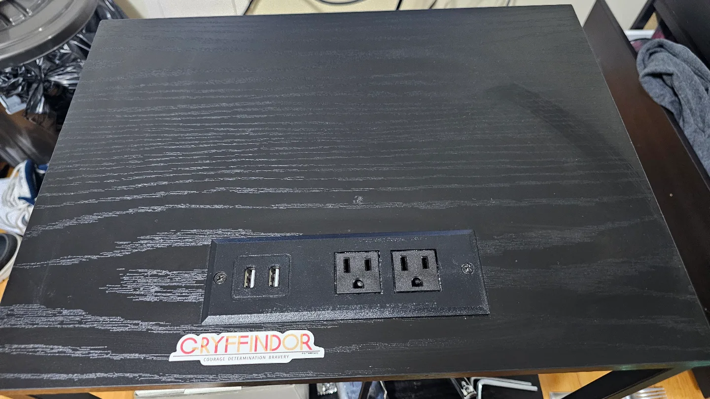 Black TV Stand with Two Drawers and Built-in Power Strip image indicator(2)