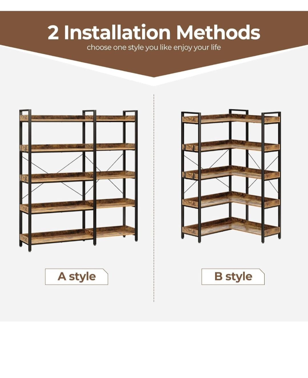 Rustic Industrial 6-Shelf Bookcase - Two Styles Available - photo 3