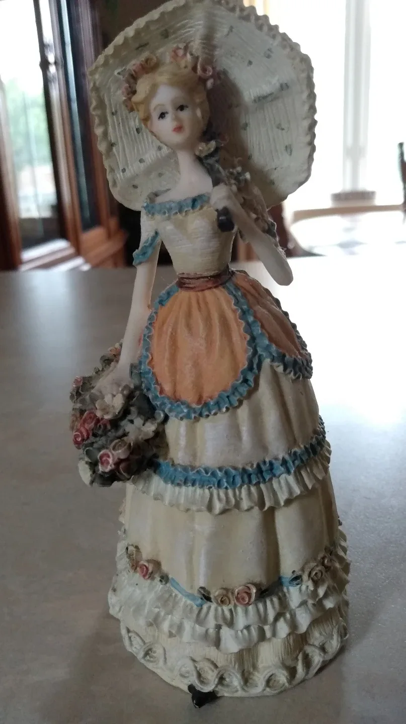 5" Adorable Ceramic Vintage Figurine Lady with Parasol image indicator(2)