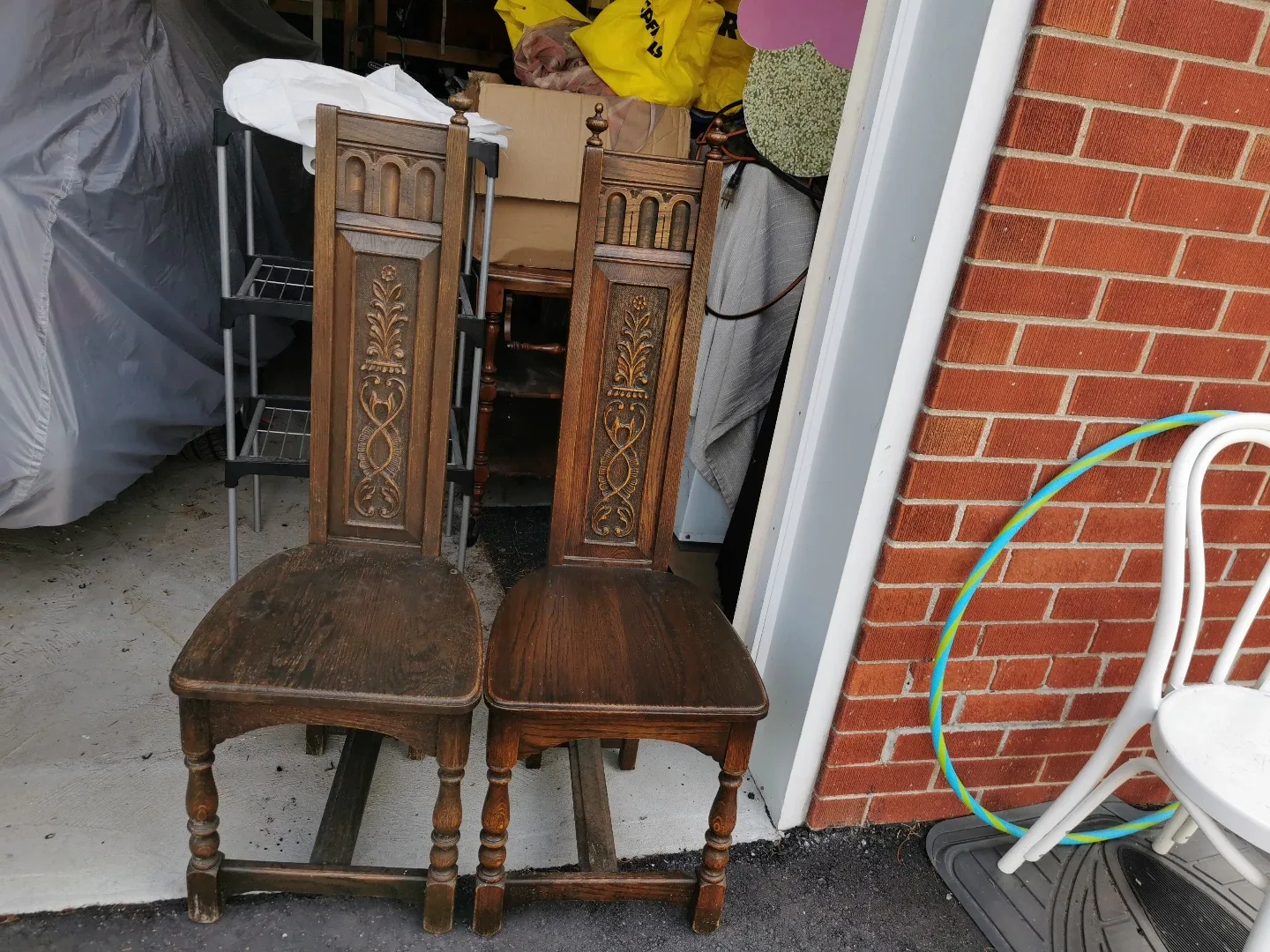 Pair of Antique Carved Wooden Chairs thumbnail