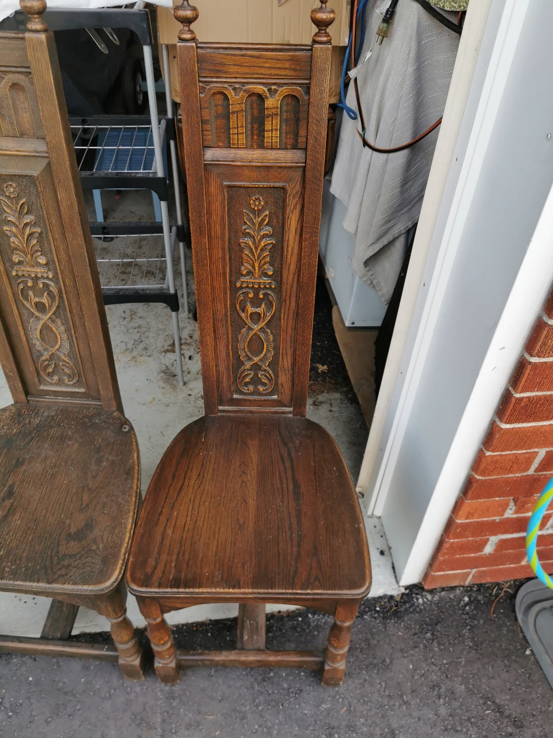 Pair of Antique Carved Wooden Chairs - photo 2