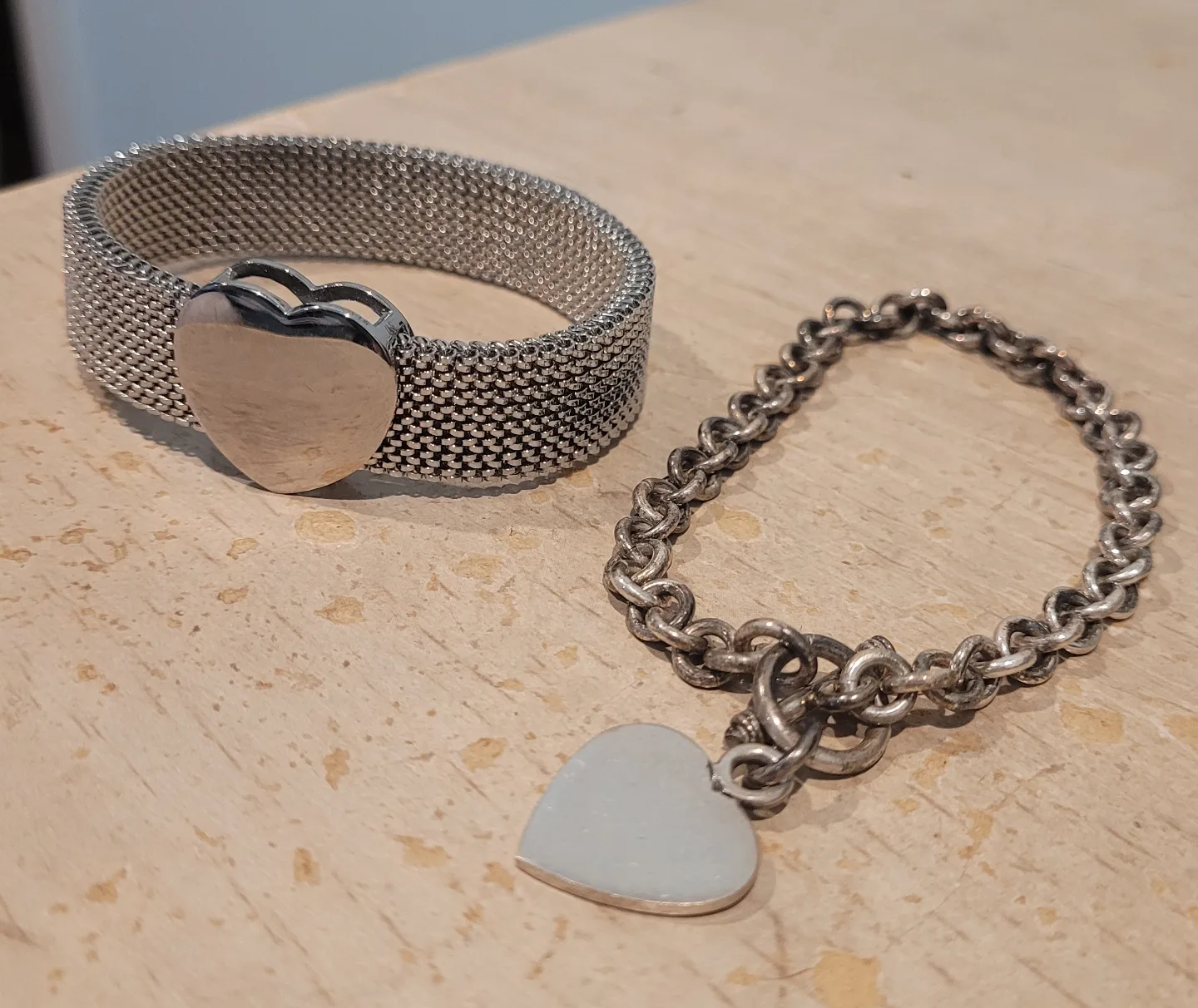 Two Silver Heart Bracelets thumbnail