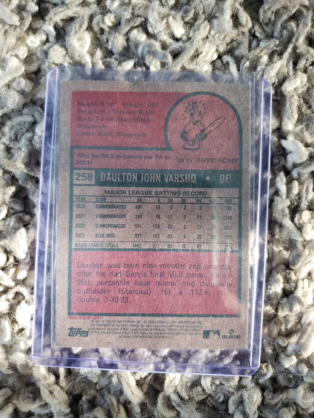 Daulton Varsho Autographed Topps Heritage Baseball Card 🏒 - photo 2