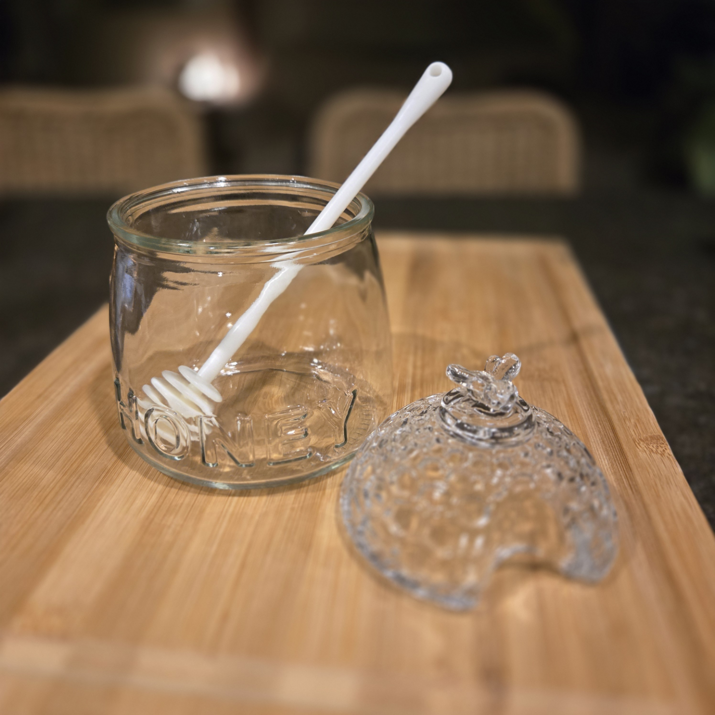 Glass Honey Pot with Beehive Lid and Honey Dipper - photo 4