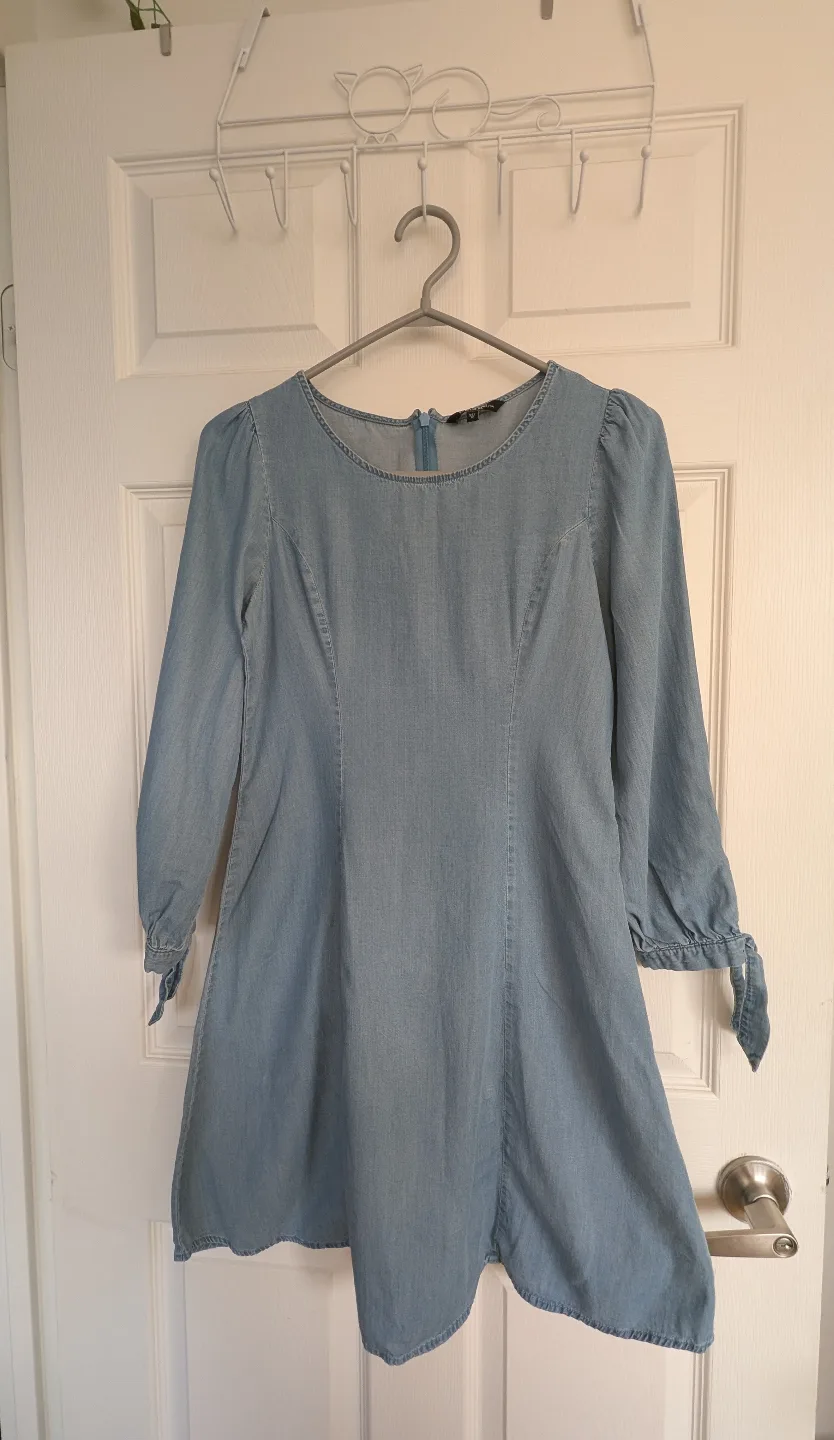 Fake Denim (Light Wash) A-Line Dress thumbnail