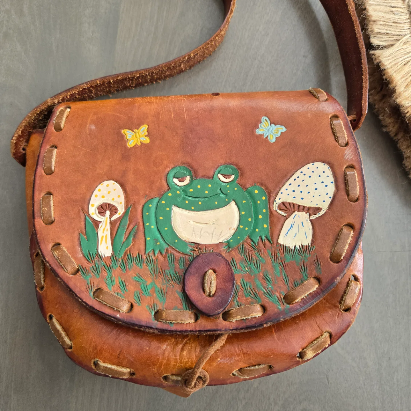 Vintage Leather Frog Crossbody Bag thumbnail