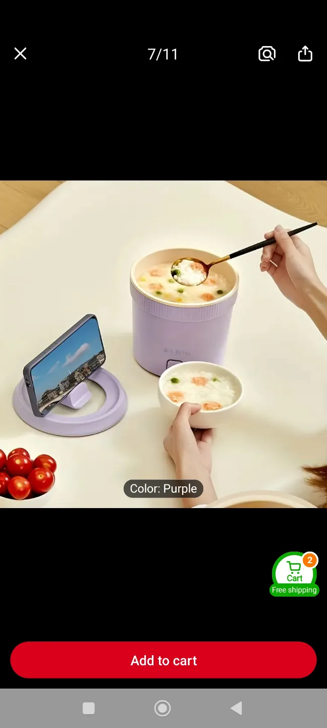 New Purple Multifunctional Mini Electric Cooking Pot image indicator(4)