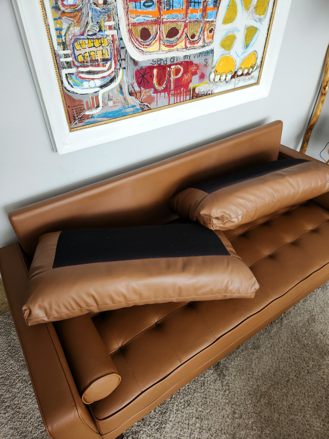 Mayfair Burkleigh 70.1" Brown Faux Leather Sofa - photo 4