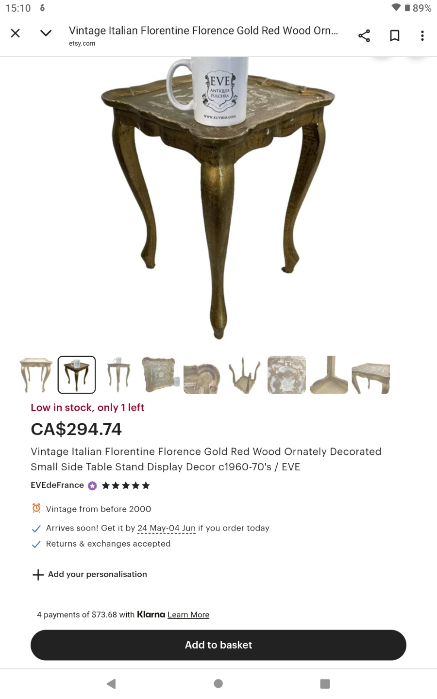 Ornate Vintage Florentine Side Table - photo 5