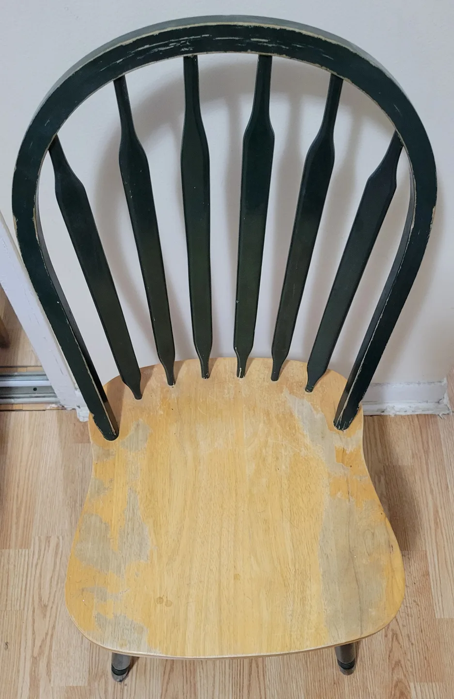 Vintage Wooden Chair - Dark Green and Light Wood image indicator(2)