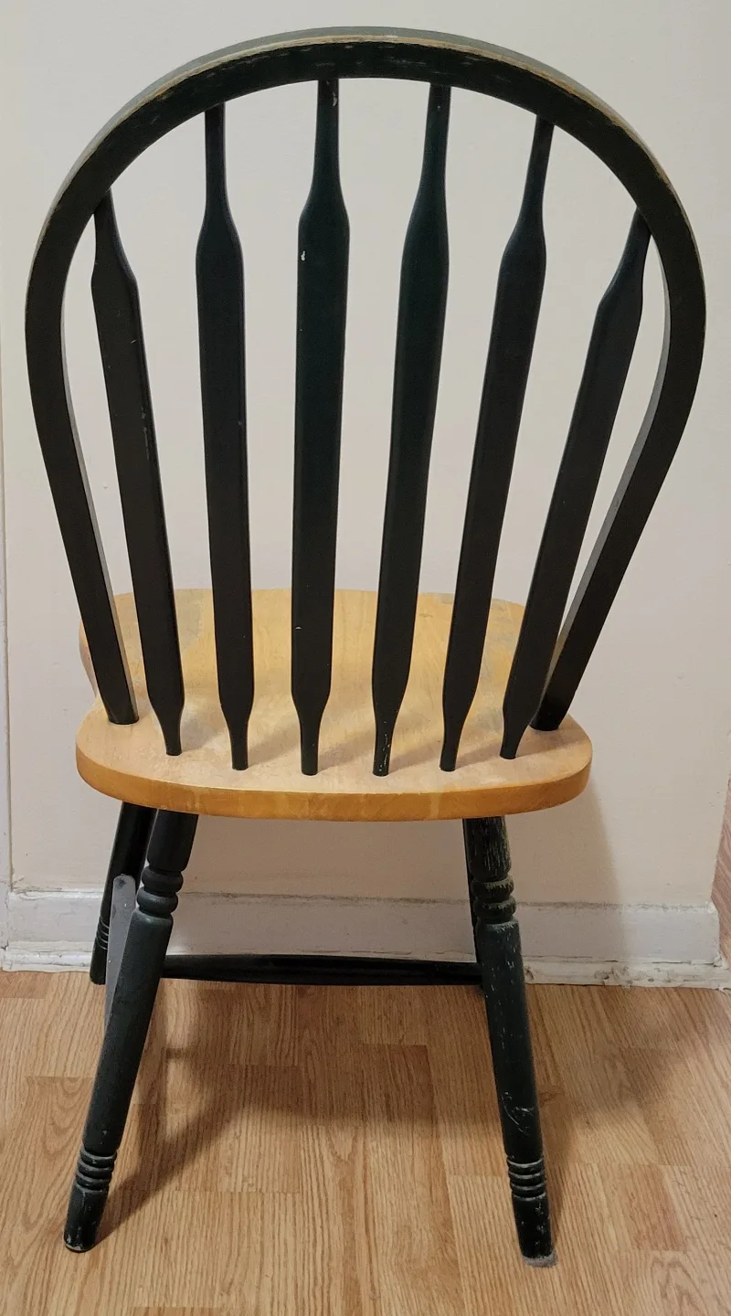 Vintage Wooden Chair - Dark Green and Light Wood image indicator(3)