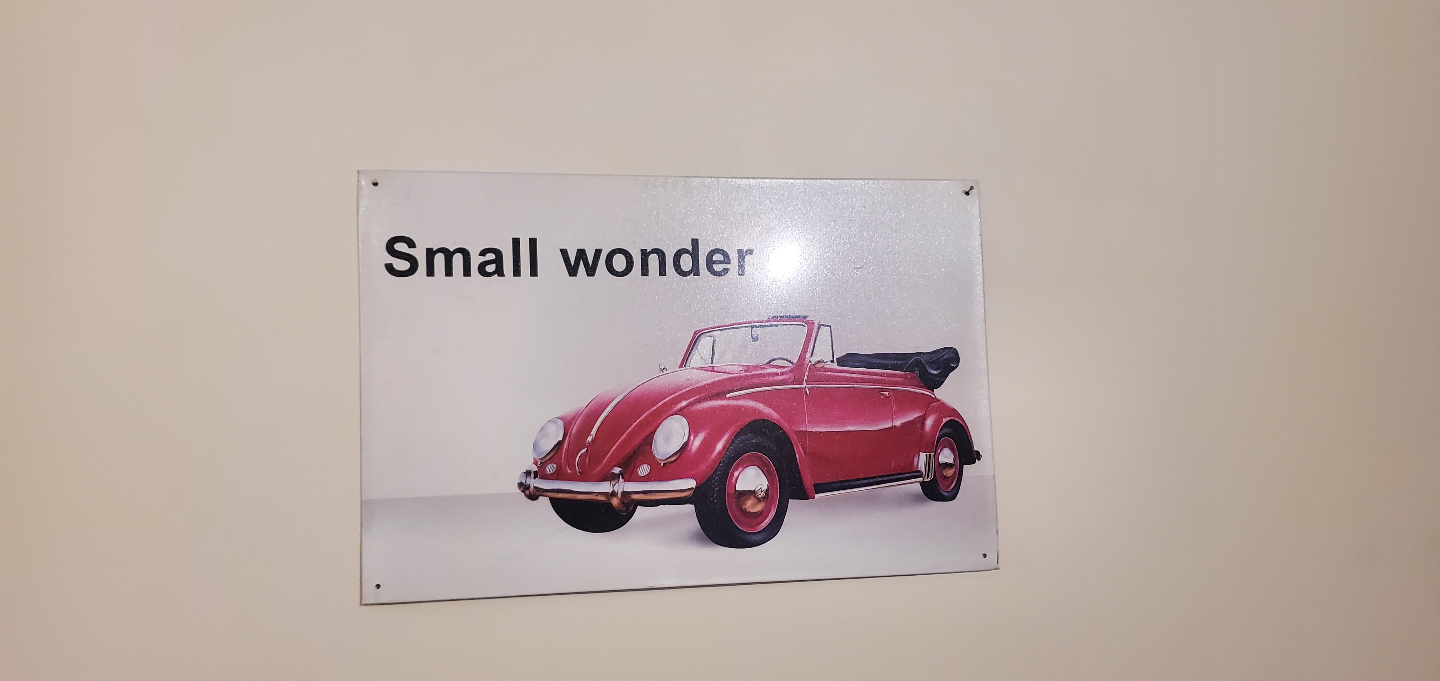 Vintage Volkswagen Beetle Metal Sign - Small Wonder