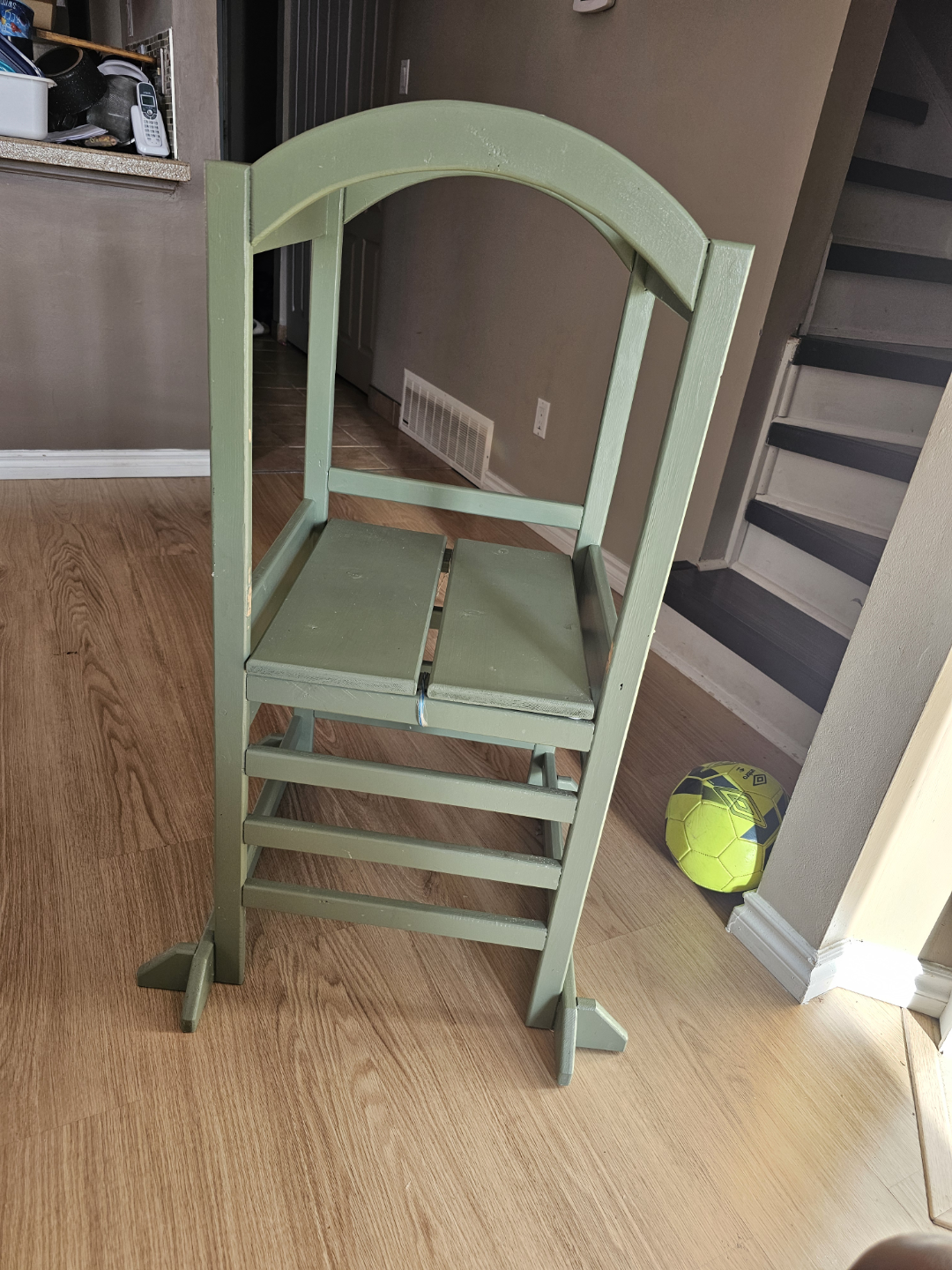 Child's Wooden Learning Tower - Sage Green - photo 2