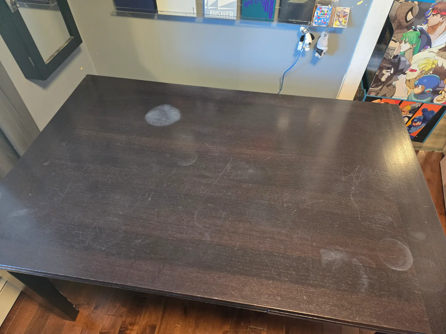 Dark brown rectangular dining table image indicator(3)