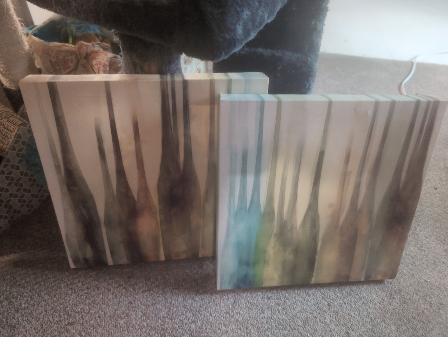 Pair of Abstract Bottle Artwork Canvas Paintings - photo 3