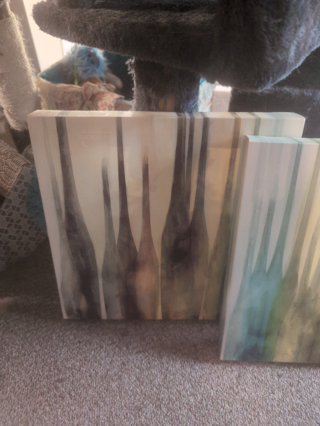 Pair of Abstract Bottle Artwork Canvas Paintings - photo 4