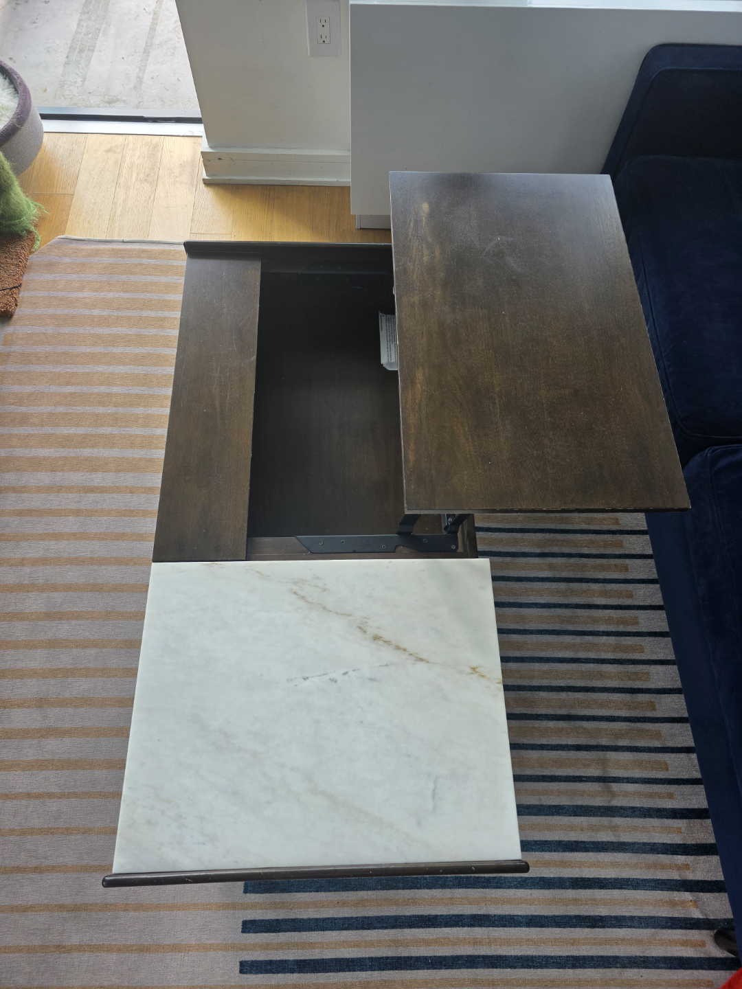 Mid Century Modern Lift Top Coffee Table with Marble Top - photo 3