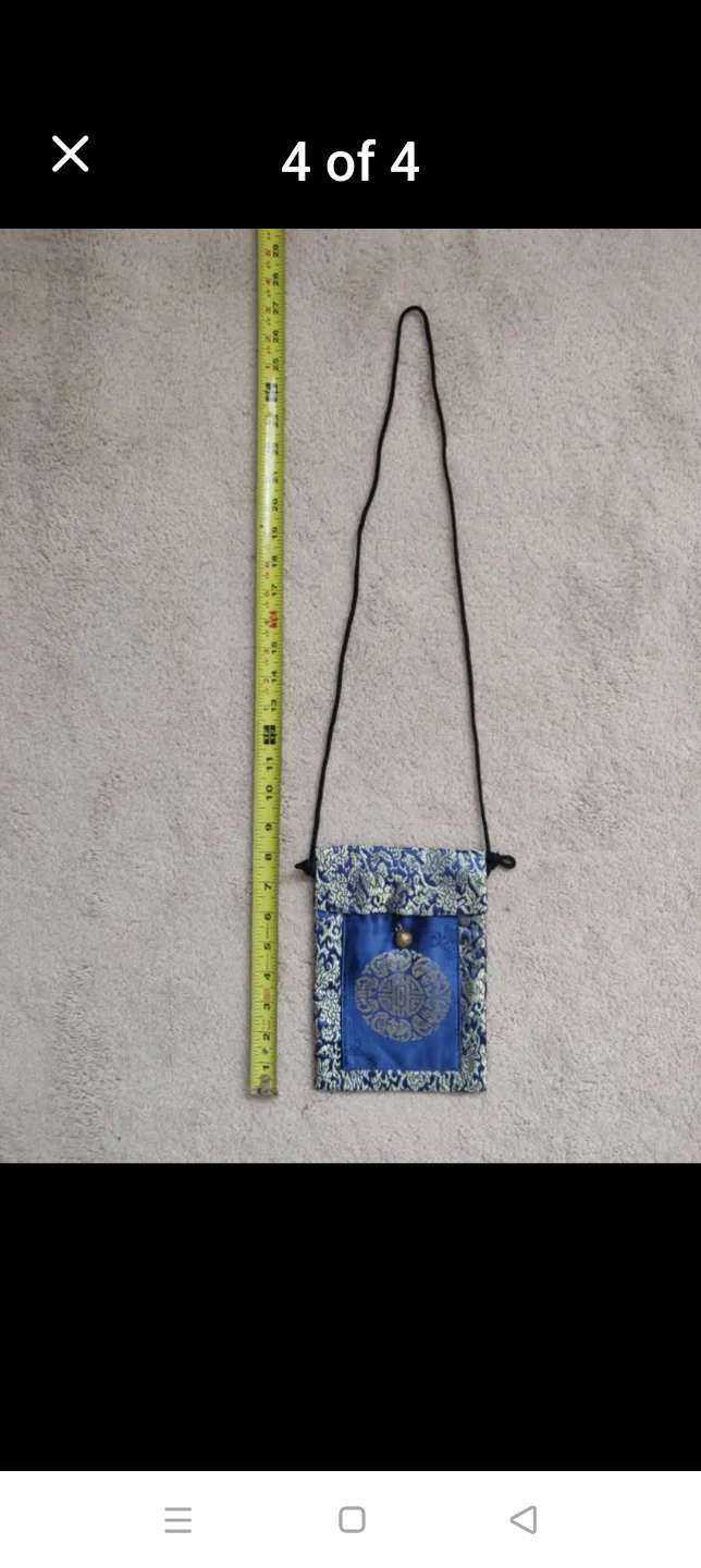 Small Blue Brocade Drawstring Bag thumbnail