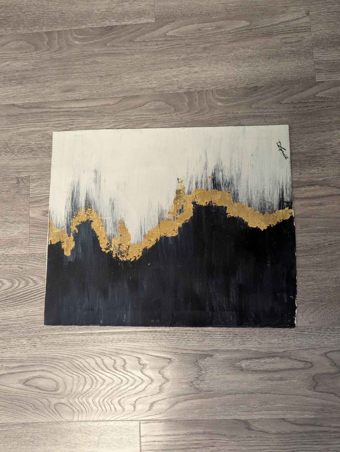 Set of Two Abstract Gold Leaf Paintings - photo 2
