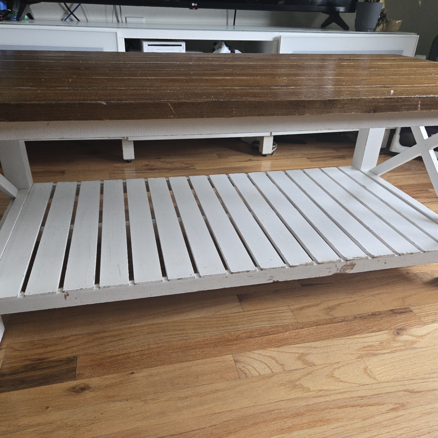 Farmhouse Style Coffee Table with Lower Shelf - photo 5