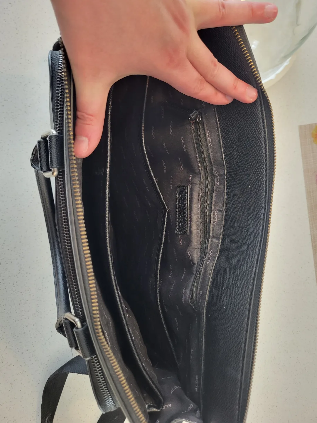 ALDO Black Leather Briefcase Bag image indicator(4)