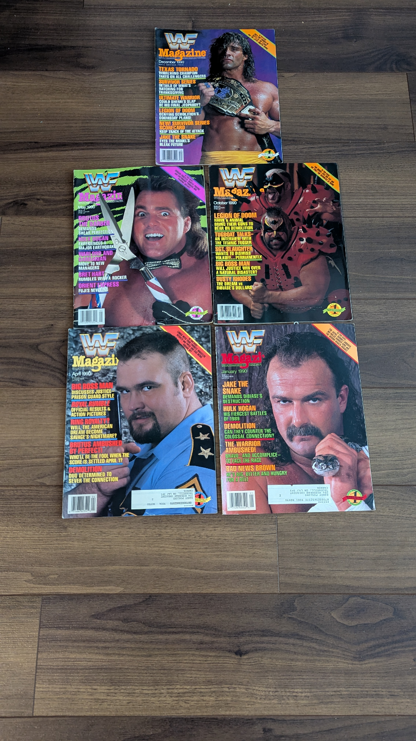 Lot of 5 WWF Wrestling Magazines from 1990