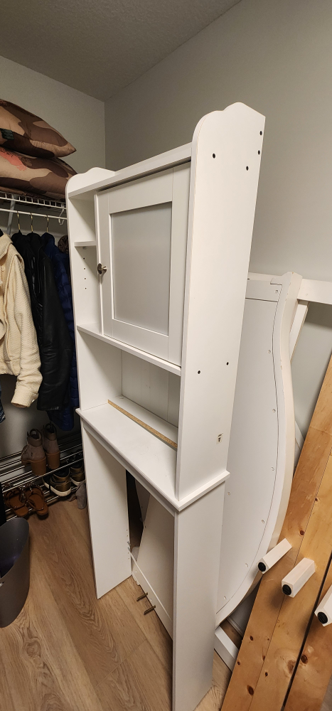 White Wooden Toilet Hutch/Cabinet with Shelves