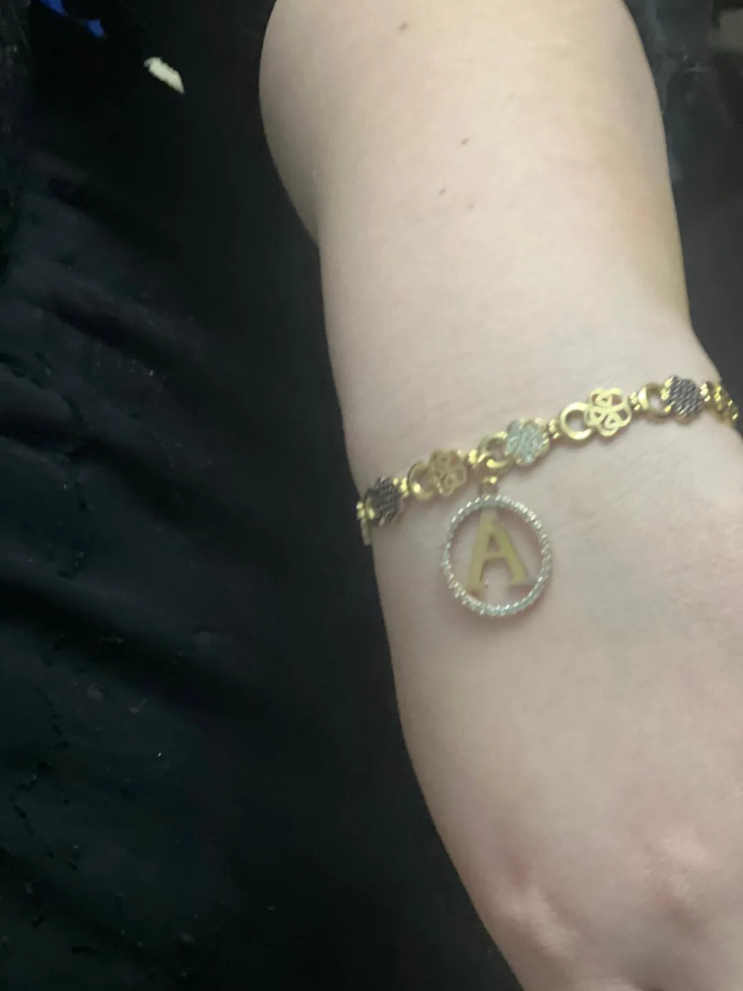 18k Real Gold Bracelet with Letter A Charm image indicator(6)